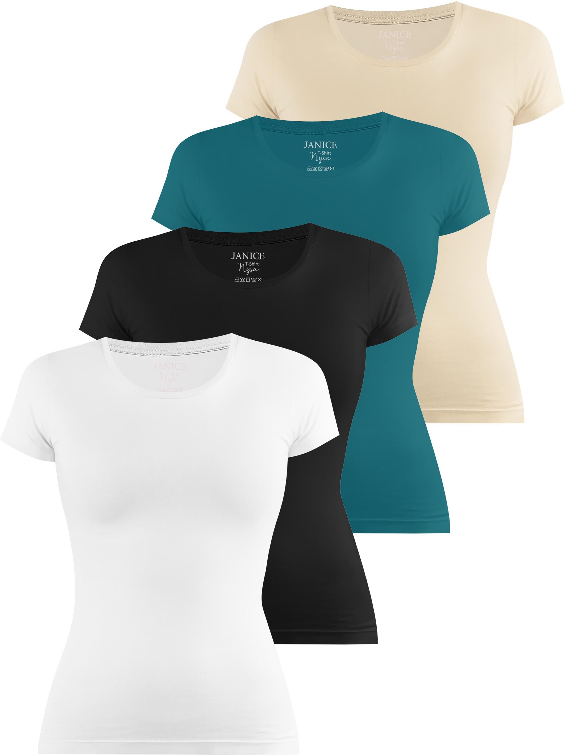Weiß/Schwarz/Petrol/Beige