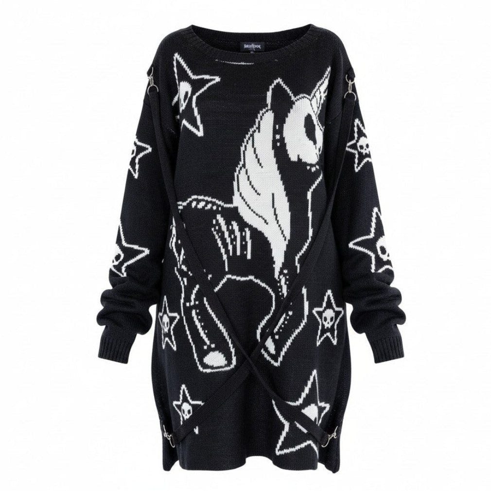 Cupcake Cult Kapuzenpullover Gothic Dead Inside Jumper Longpullover Einhorn Cupcake Cult