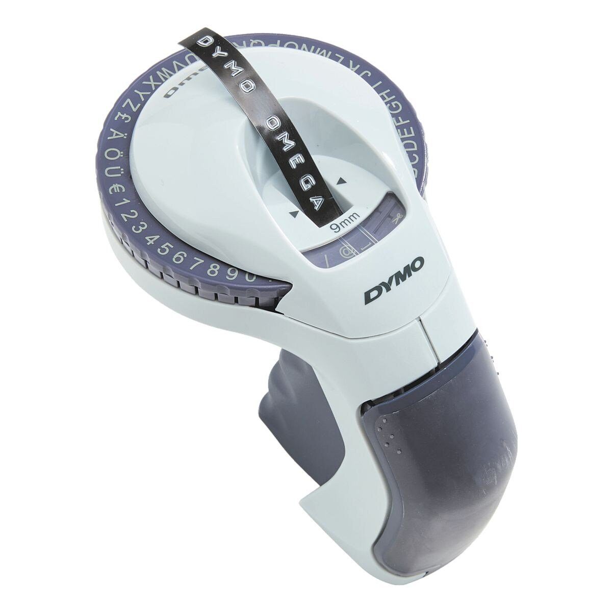 DYMO Beschriftungsgerät Omega, Prägegerät mit Drehregler, Für Bänder bis 9  mm Breite, mit integriertem Bandabschneider