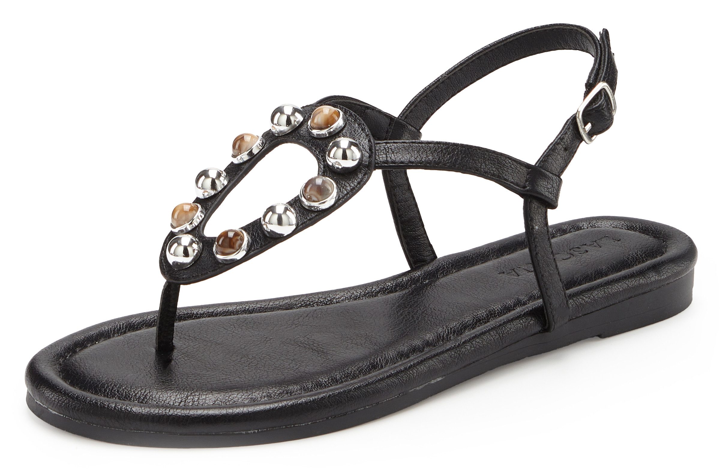 LASCANA Zehentrenner, Sandalette, Sommerschuh, offener Schuh Sandale NEU mit modischen Schmuckelementen VEGAN