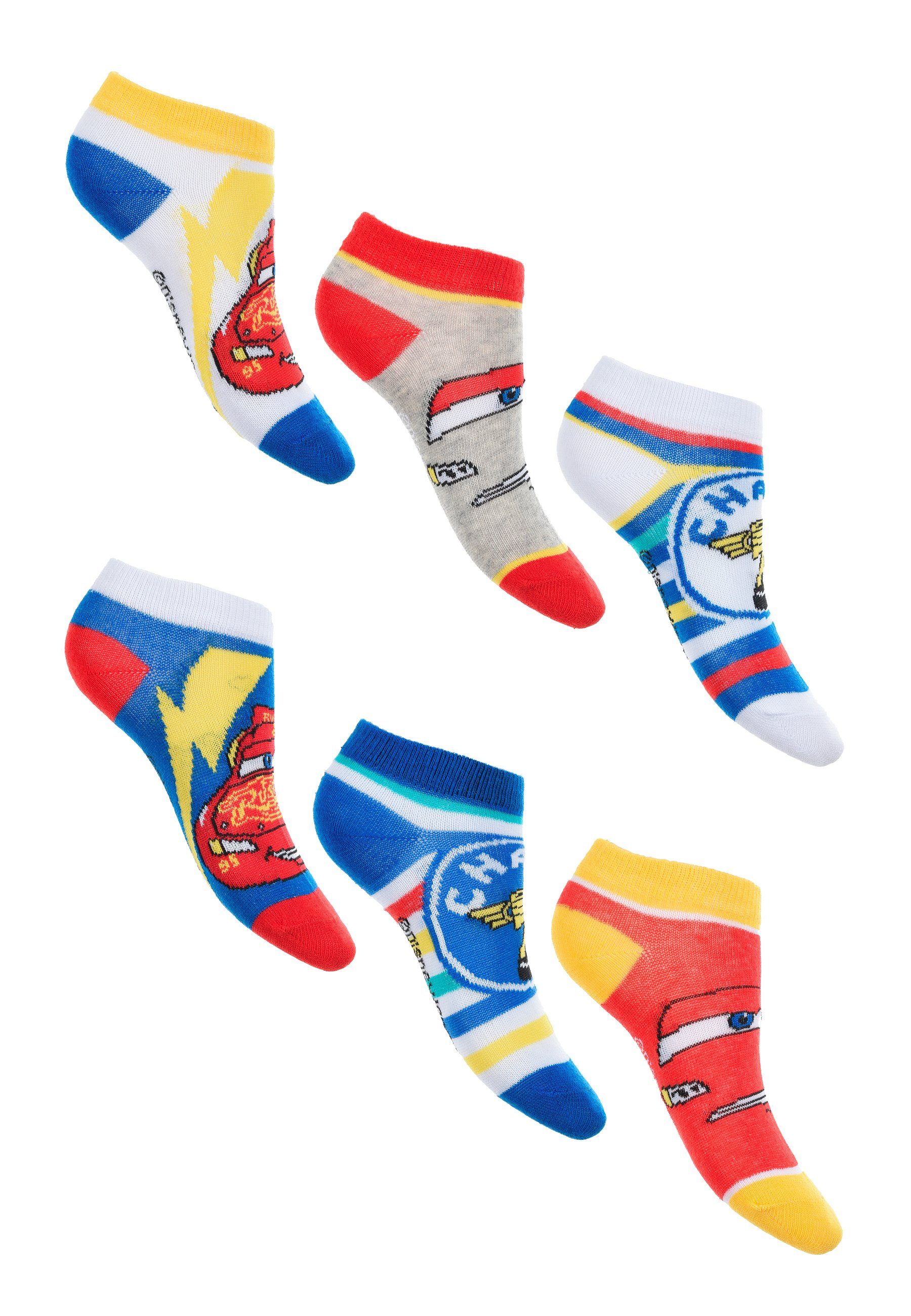 Disney Cars Sneakersocken Lightning McQueen Kinder Jungen Sneaker Strümpfe Socken (6-Paar)