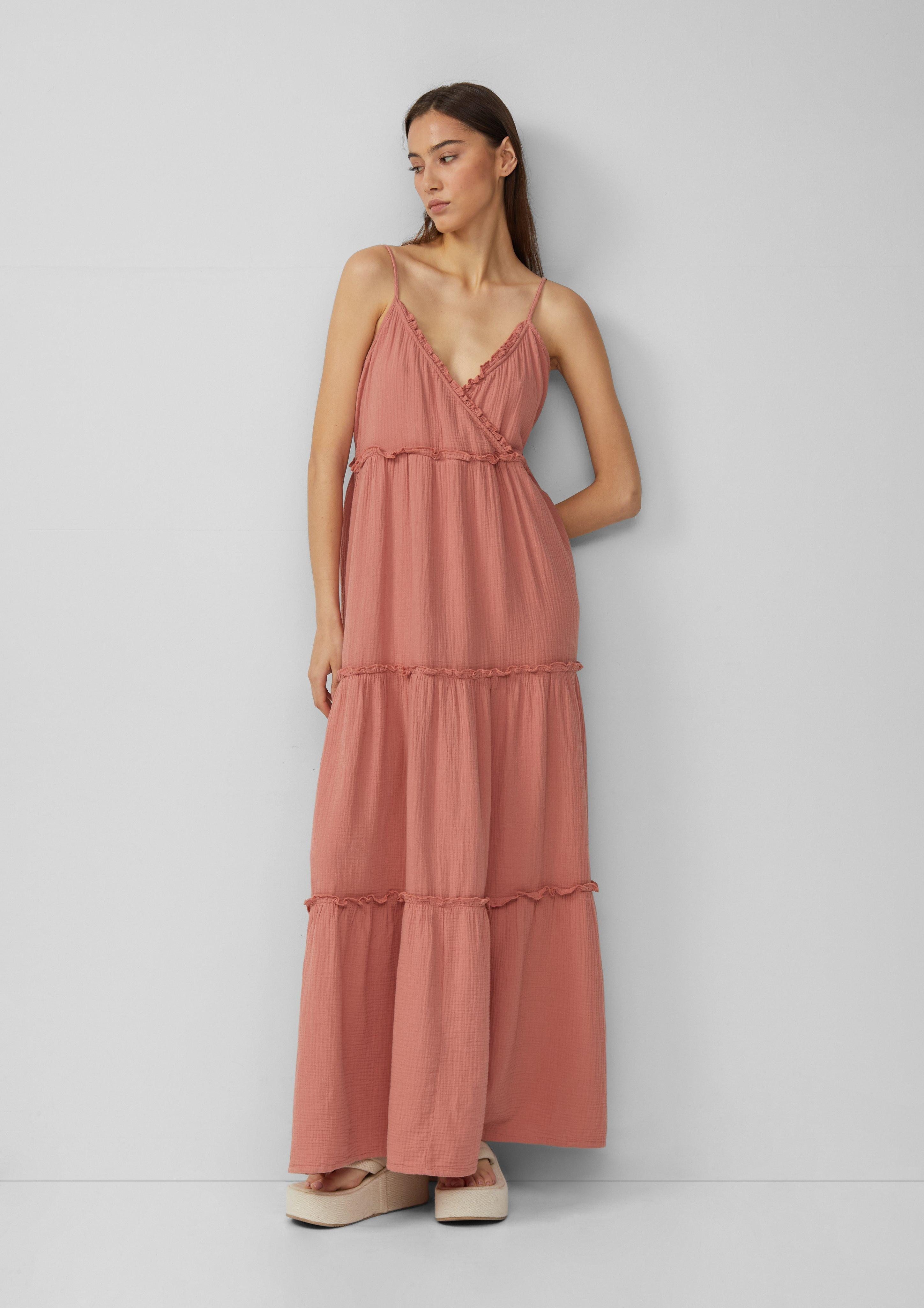 QS Maxikleid Langes Kleid aus Musselin, günstig online kaufen