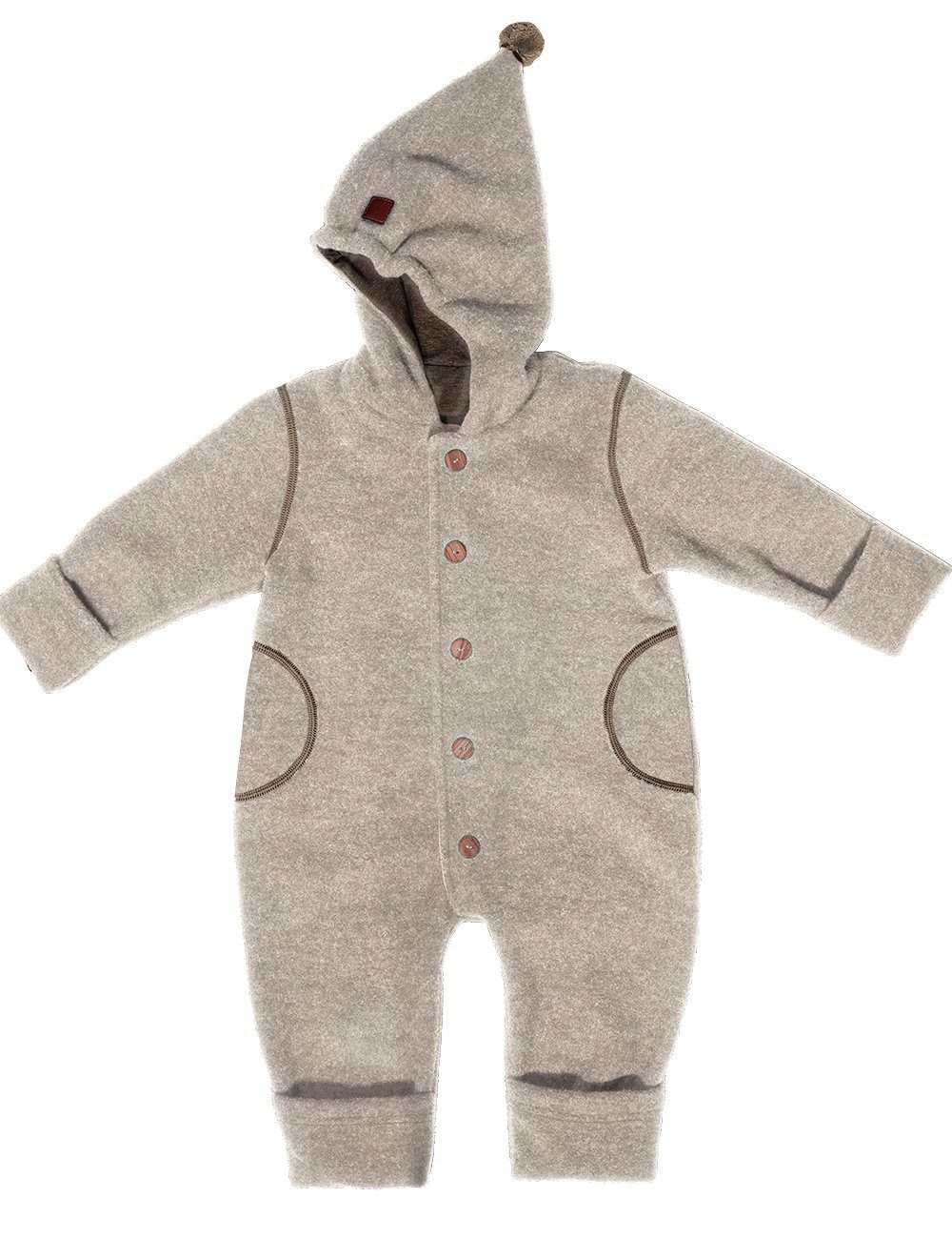 MAXIMO Overall GOTS BABY-Overall, Wollfleece kbT, Jersey kbA Wol Made in Germany düne/kastanie-hellbraunmeliert