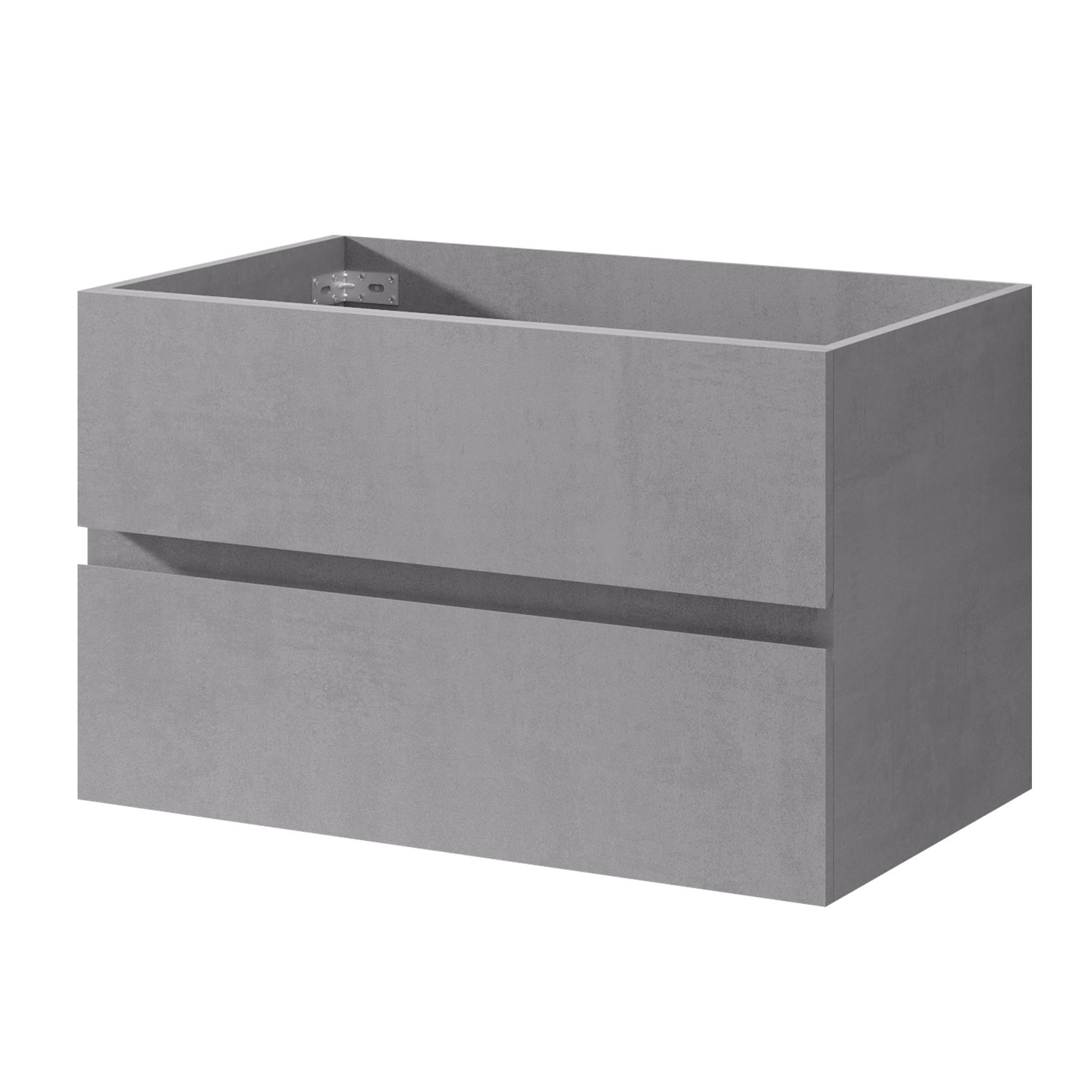 UEV Waschbeckenunterschrank 60cm/75cm/90cm hängend grau (Badmöbel für Gäste WC) Badezimmerschrank mit 2 Schubladen, Soft-Close-System