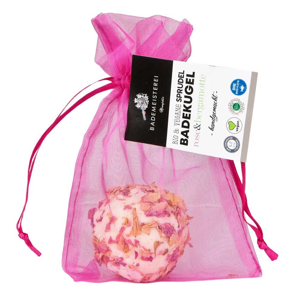 Ecoworld Feste Duschseife Badekugel - Bergamotte & Rose 50g