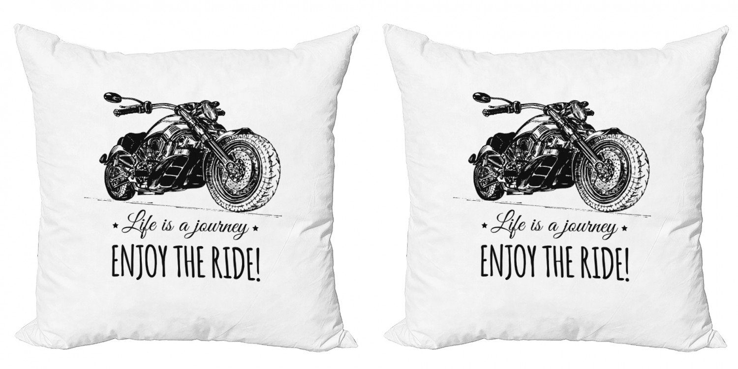 Kissenbezüge Modern Accent Doppelseitiger Digitaldruck, Abakuhaus (2 Stück), Genießen Sie die Fahrt Handgezeichnete Motorrad