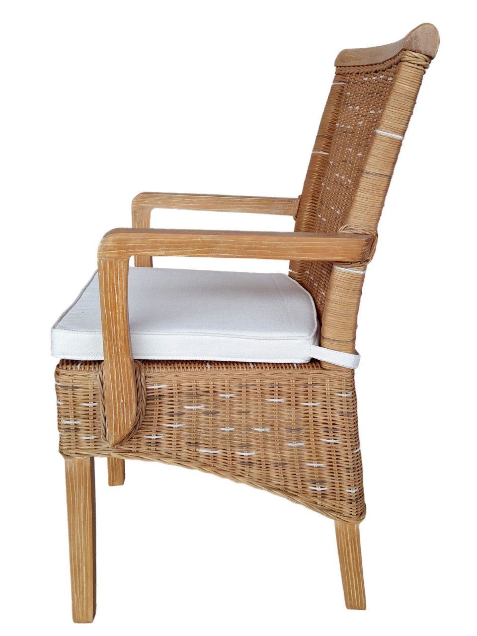 soma Sessel Soma Esszimmer-Stühle-Set Rattanstuhl Sitzplatz Sessel Stuhl bra, mit - weiß Stück Sitzmöbel Armlehnen 4