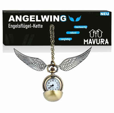 MAVURA Kette mit Anhänger »ANGELWING Engels Flügel Kette mit Uhr Anhänger«, Flügel Amulett Medaillon Engelsflügel Gold