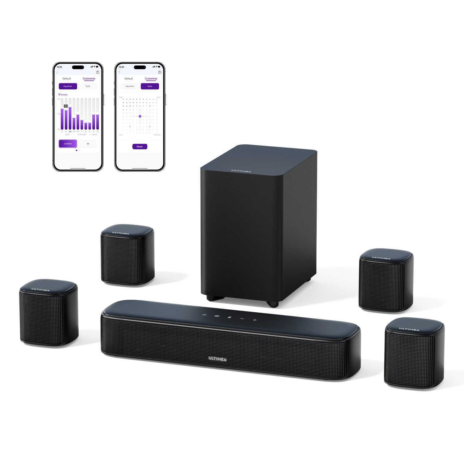 Ultimea 7.1 Soundsystem 7.1-Kanal Virtual Surround Soundbar (Bluetooth, 330 W, Soundbar für TV Geräte mit App Steuerung)