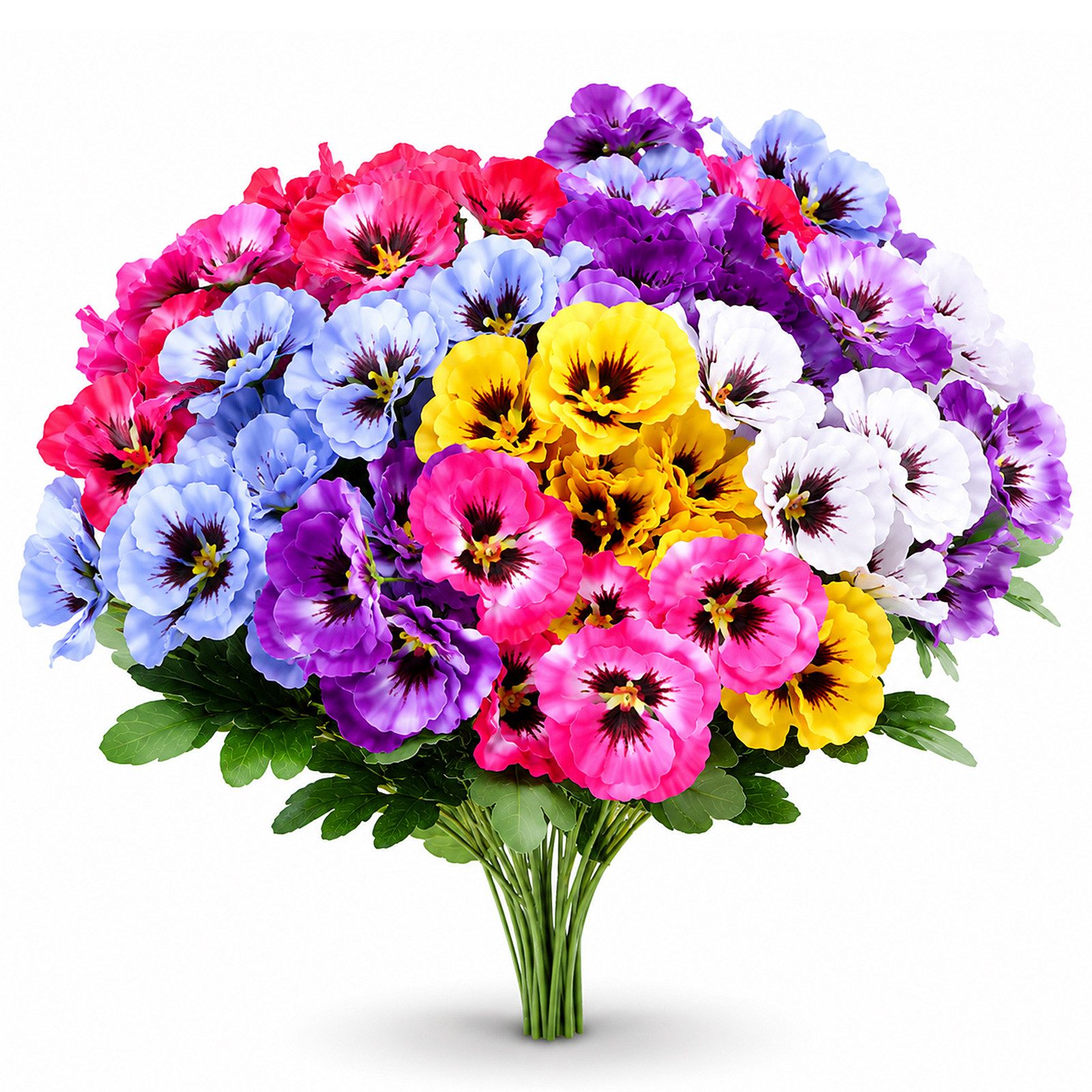 Kunstblume 12 Bündel Kunstblumen wie Echt Balkon, UV-beständig, Wetterfest Stiefmütterchen, BlingBin, Höhe 37 cm, Künstliche Stiefmütterchen Balkonpflanzen Balkonblumen