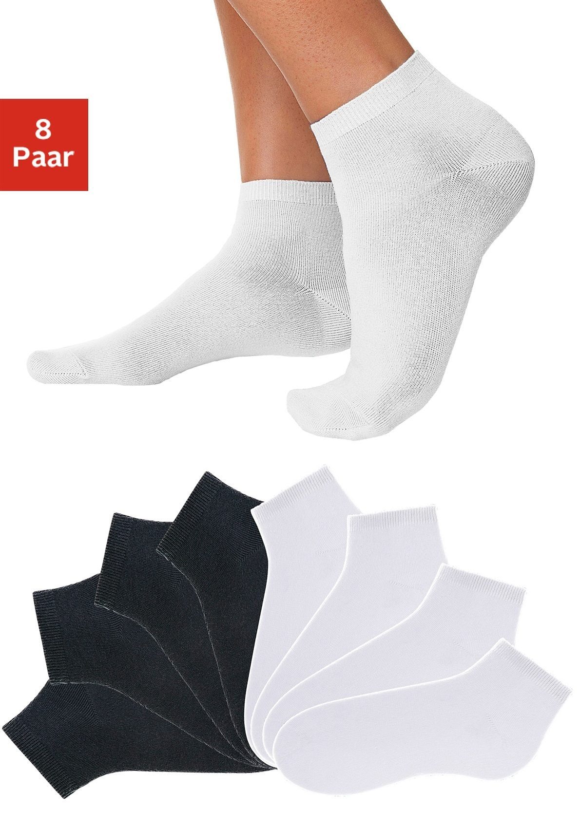 Go in Kurzsocken Damen Herren Basic Sneakersocken Großpackung (Packung, 8-Paar, Gr. 35-38 bis 43-46) uni in Basic Farben