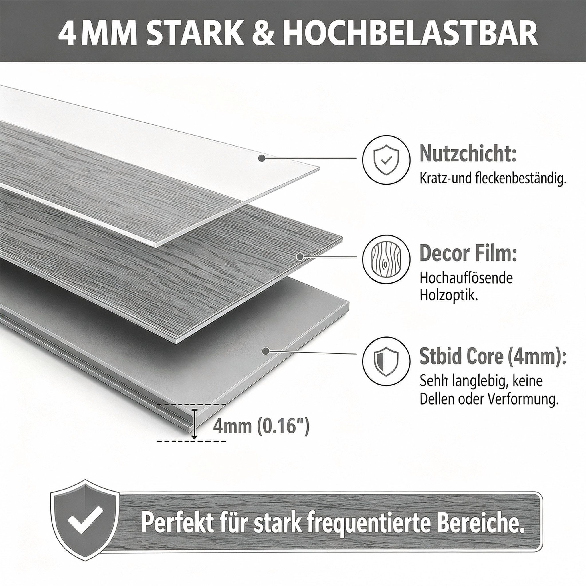 BlingBin Vinylboden 18/36pcs Vinyllaminat PVC Teppichboden Bodenbelag Vinyl-Designboden, fast auf jeder Oberfläche anwendbar, 18er Set, 18 Fliesen, Klick Vinylb – Bild 4 von 5