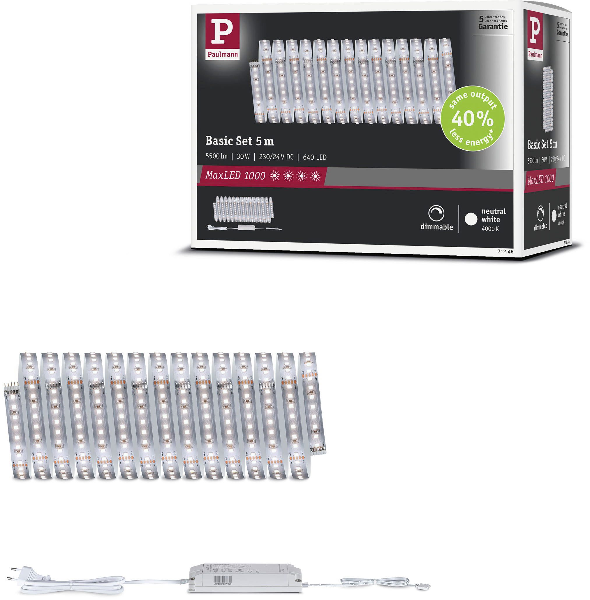 Paulmann LED-Streifen MaxLED 1000 LED Strip Neutralweiß Basisset günstig online kaufen