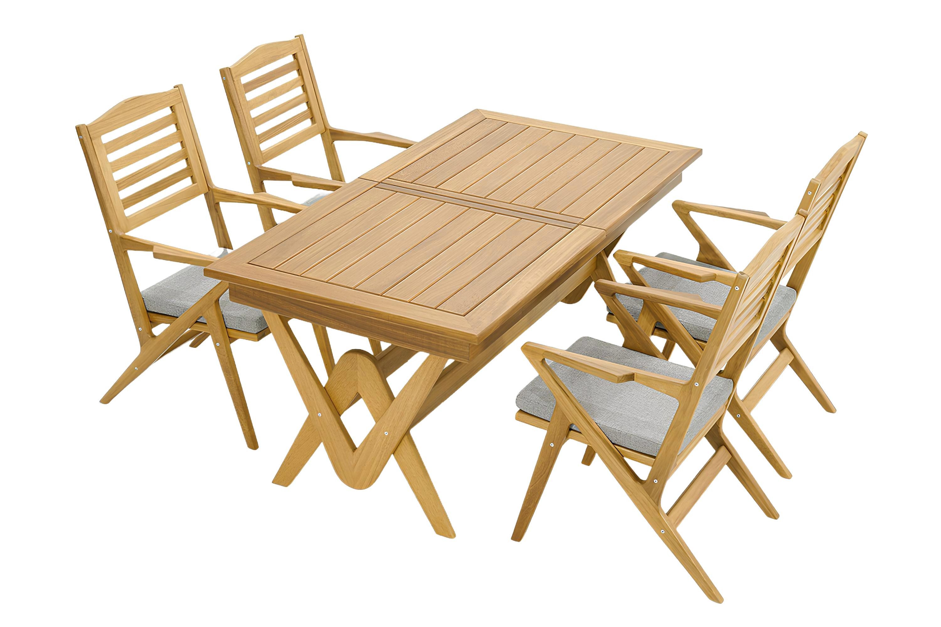 JVmoebel Essgruppe Robuste Garten Garnitur Essgarnitur 4x Holzstühle
