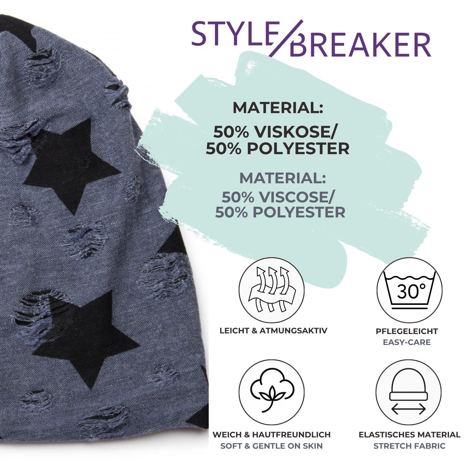 styleBREAKER Beanie Beanie mit Sterne & Punkte Muster (1-St)