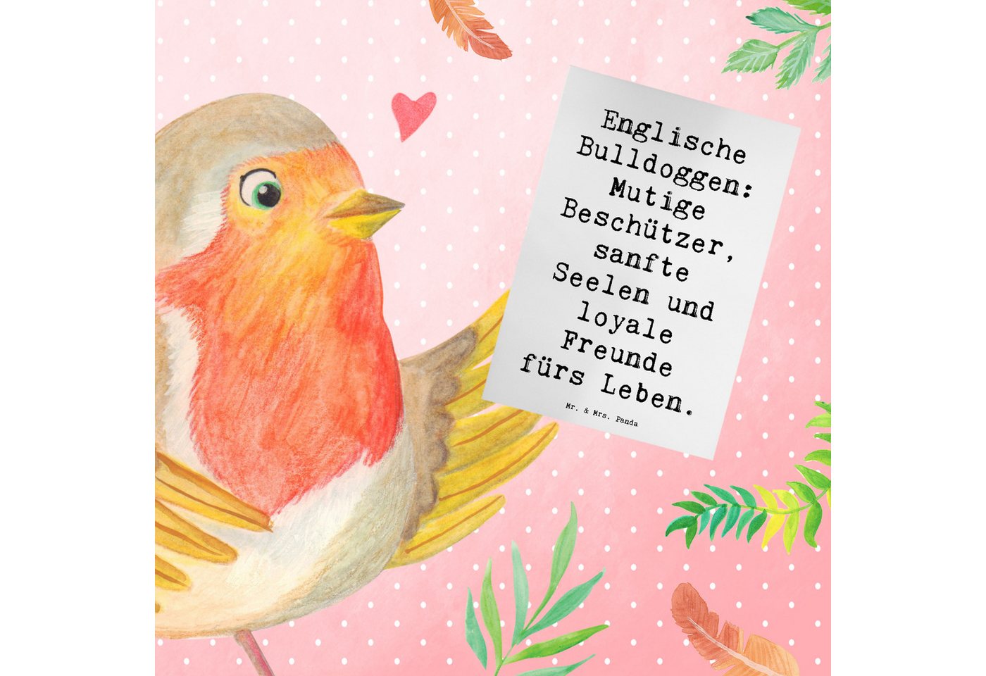 Thumbnail - Mr. & Mrs. Panda Grußkarte Spruch Englische Bulldogge - Weiß - Geschenk, Hundefreunde, Klappkart