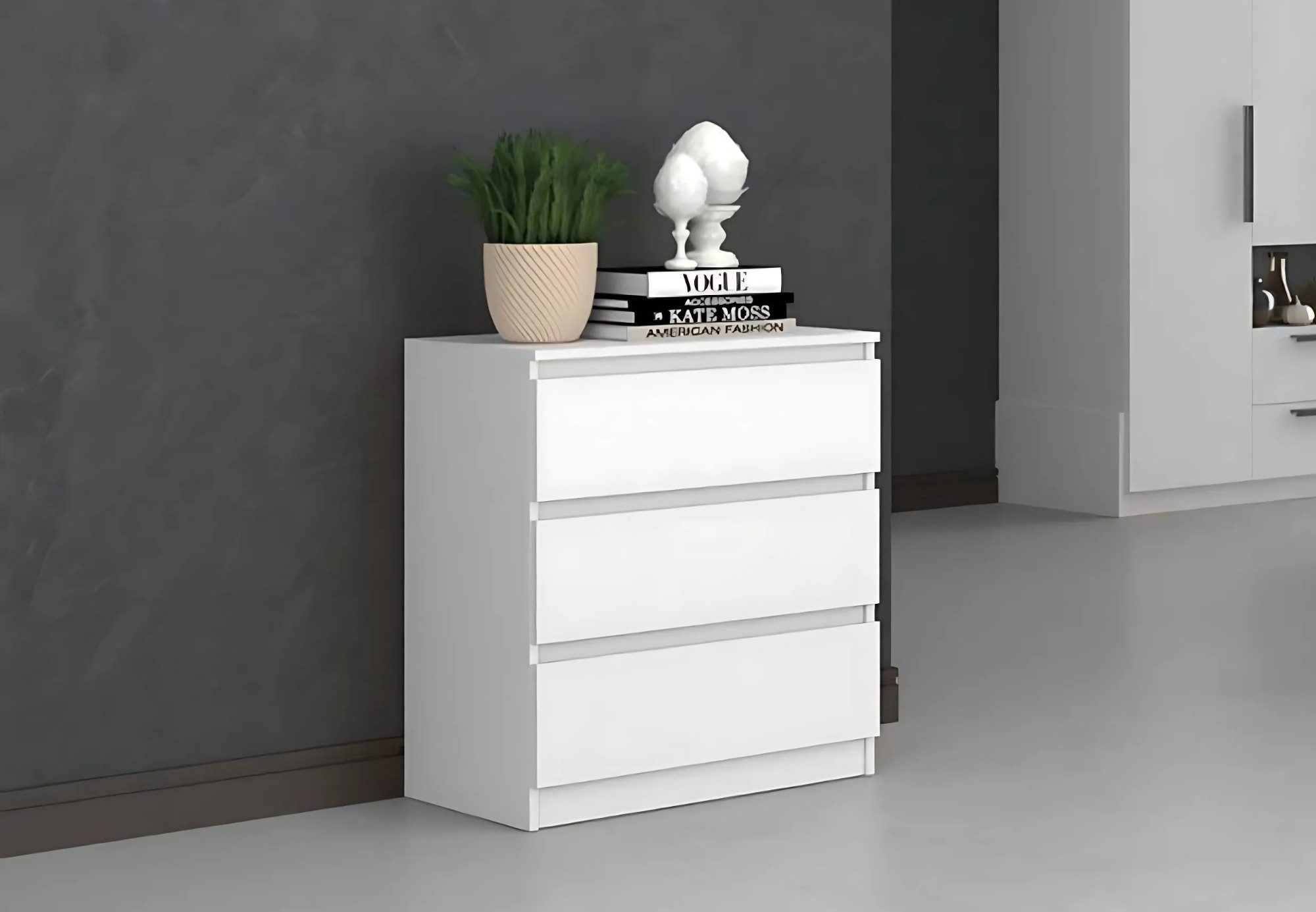 Home Collective Kommode Highboard Sideboard für Flur Schlafzimmer Wohnzimmer (Perfekt für Wohnzimmer, Schlafzimmer oder Esszimmer), mit 3 Schubladen, Breite 70 cm Höhe 75, weiß
