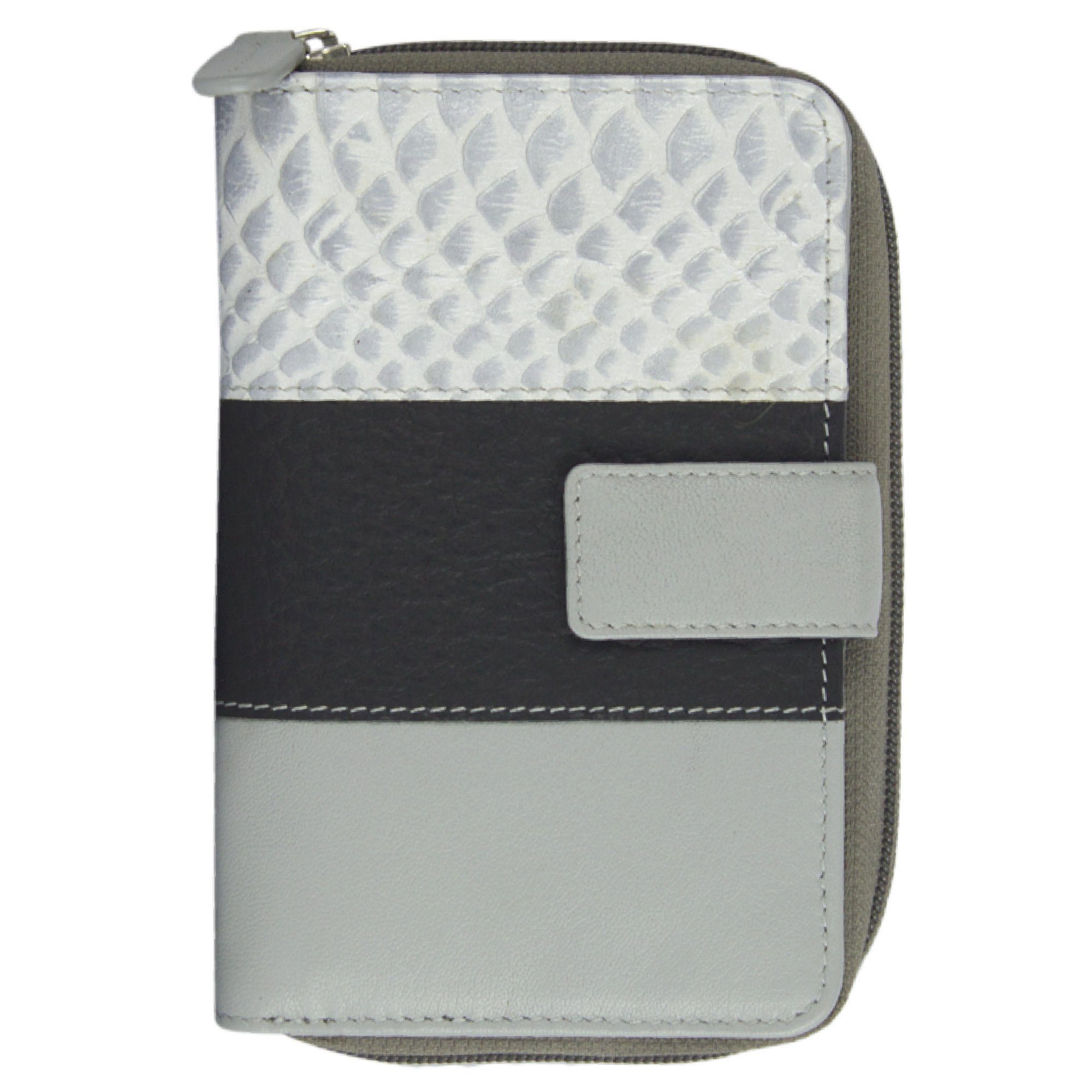 Geldbörse grau Design Leder, zeitlosen mit echt RFID-Schutz, aus Geldbeutel in Leder Portemonnaie Brieftasche, Sunsa Lederresten