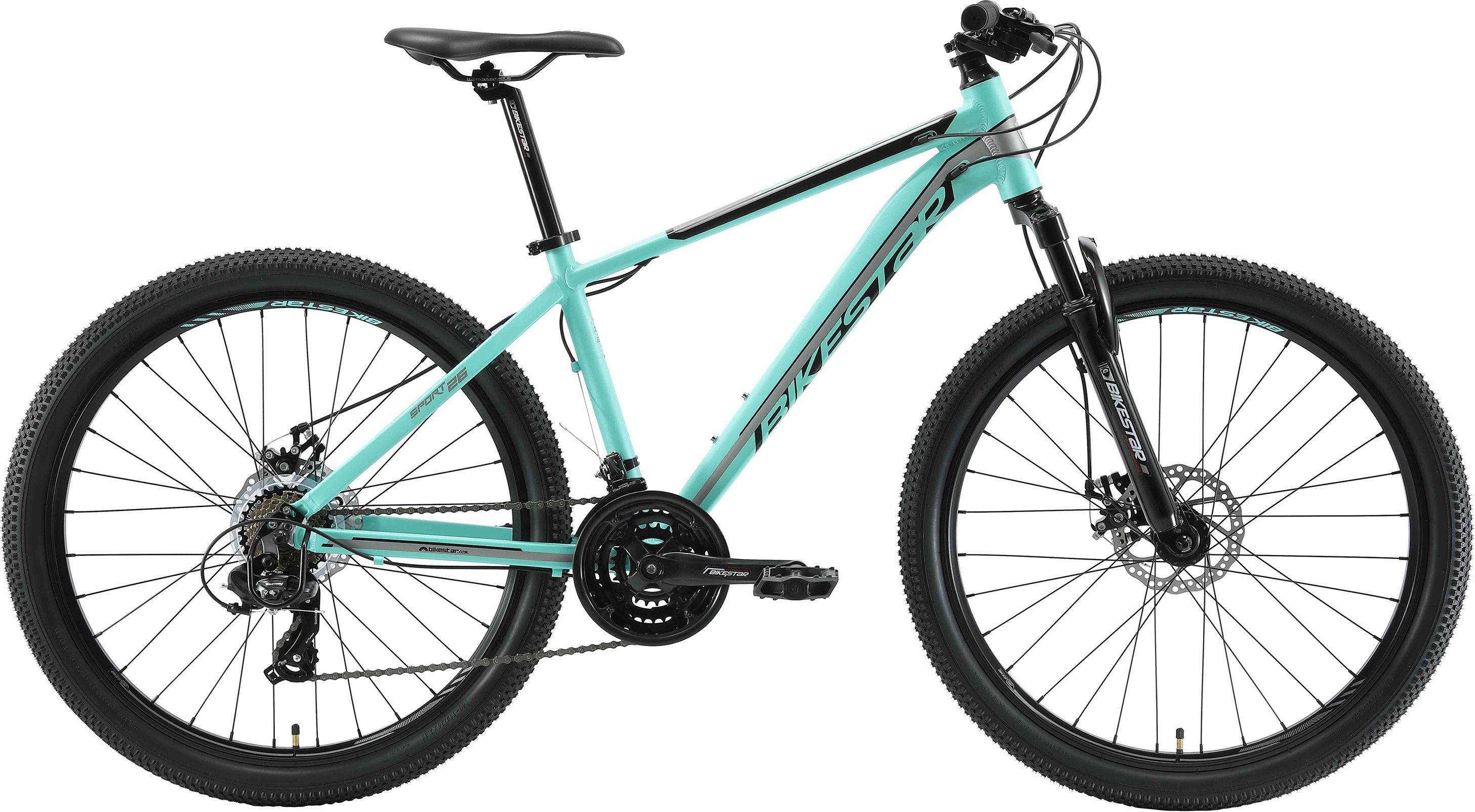 Bikestar Mountainbike, 21 Gang Shimano RD-TY300 Schaltwerk, Kettenschaltung, für Damen und Herren, Kettenschaltung