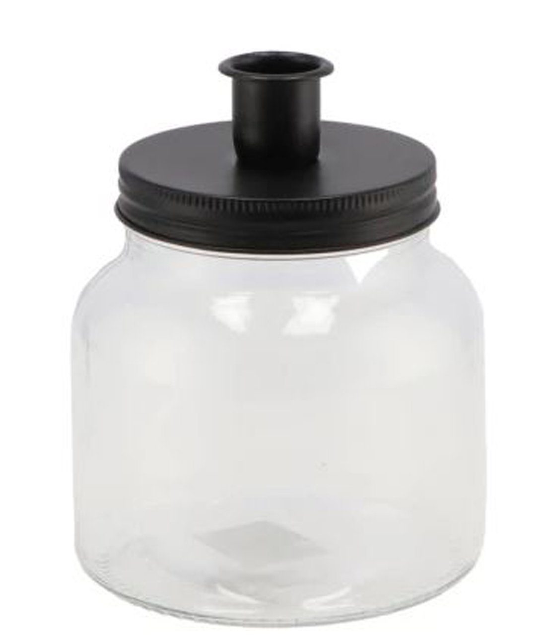 Daan Kromhout Kerzenhalter Kerzenhalter Glas 11 x 11 cm klar / schwarz Drehverschluss (1 St)