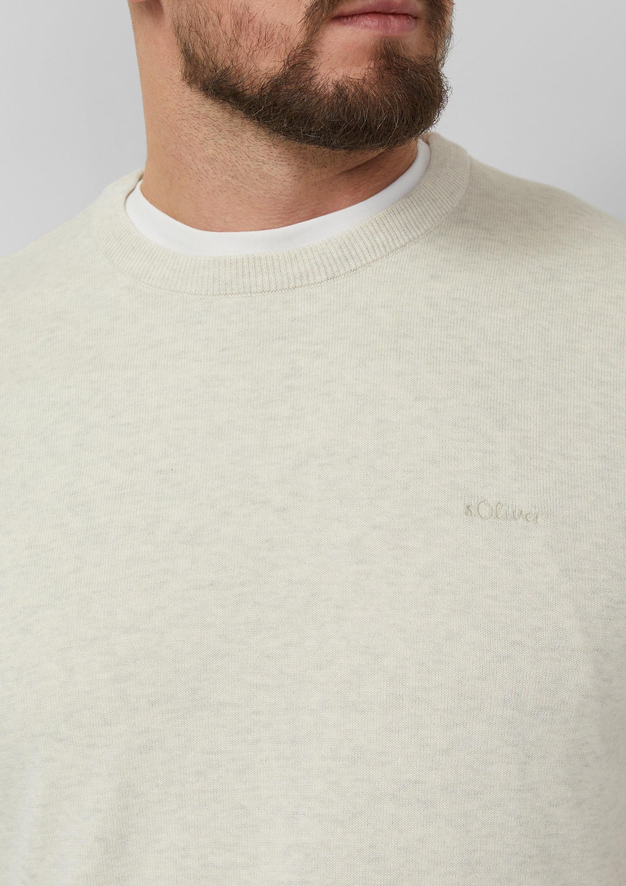 s.Oliver Longpullover Strickpullover Strickpullover mit Logo-Stickerei