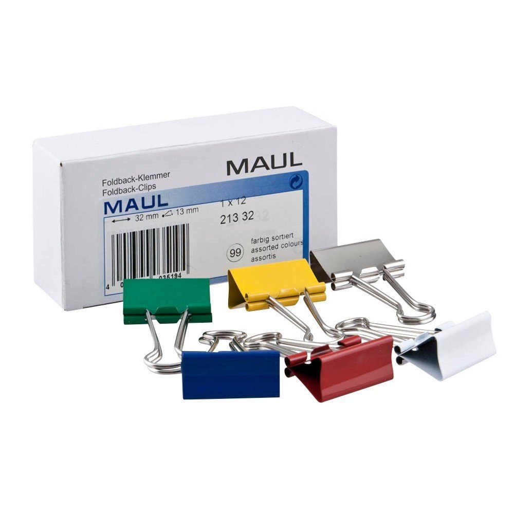 Maul MAUL Foldback-Klammer, mm sortiert, 13 mm, (B)32 Klemmweite: Tintenpatrone