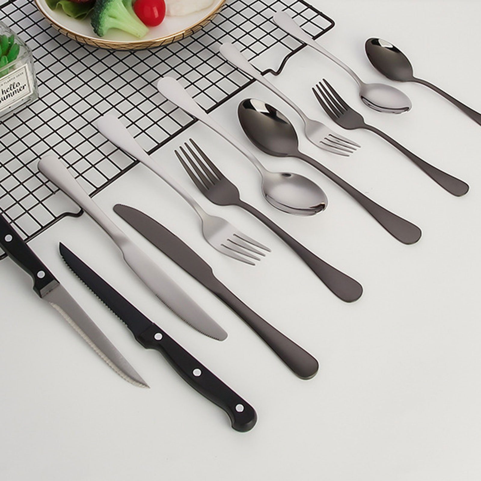 Sets inkl. teilig 48 16 Gabeln 8 16 Essbesteck Personen Besteck Set Spülmaschinenfest Besteck-Set 16 Essbesteck poliert REDOM Löffel Messer Edelstahl, Bunt