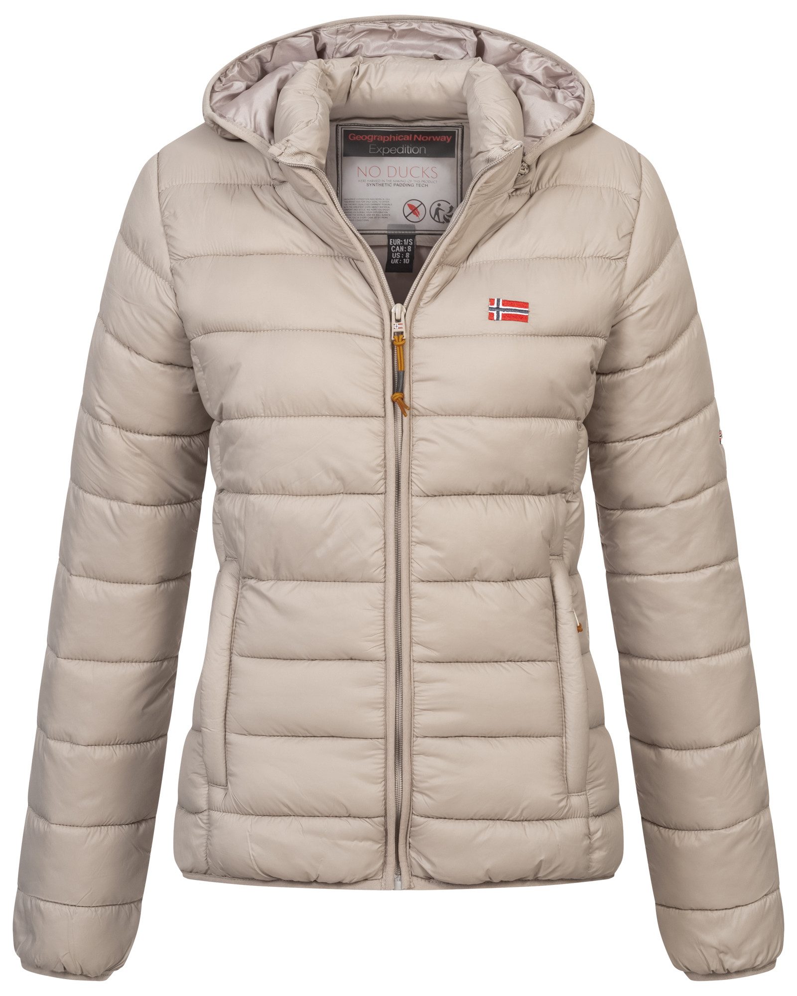 Geographical Norway Steppjacke Damen Herbst Winter Steppjacke Outdoor Übergangsjacke leicht Kapuze