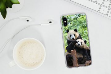 MuchoWow Handyhülle Panda - Brücke - Natur, Handyhülle Apple iPhone Xs, Smartphone-Bumper, Print, Handy