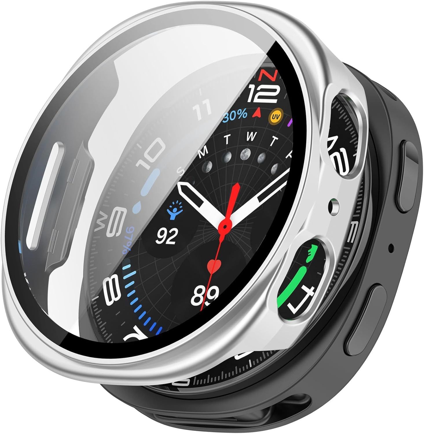 MSM Smartwatch-Hülle Hülle für Samsung Galaxy Watch 8 40mm / 44mm Schutzglas Panzerfolie
