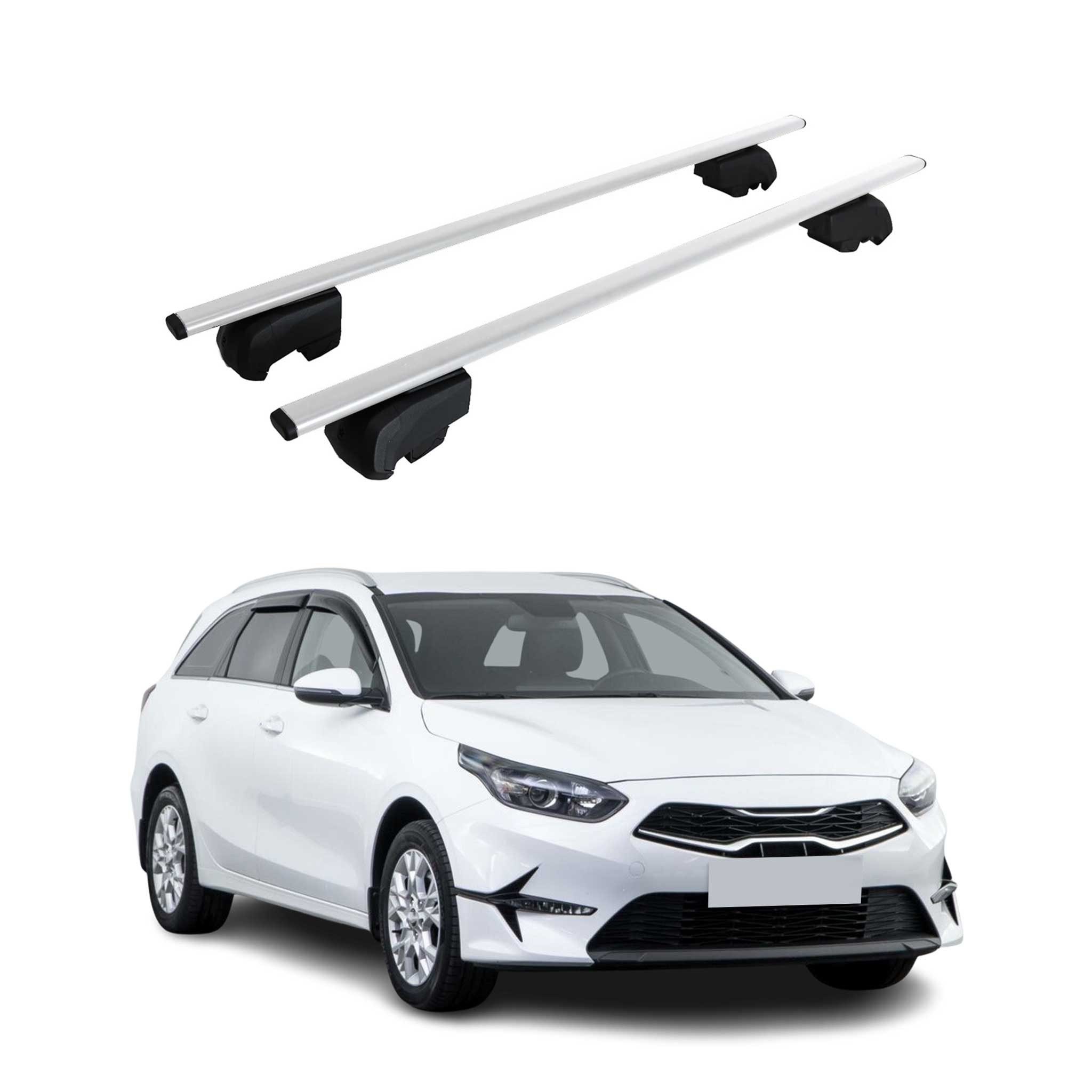 OMAC Dachträger Gepäckträger für Kia Cee'D CD 2018-2025 Grundträger ABE Silber 2x (2-St), Wasserbeständig,Abnehmbar,Multifunktional,Leichtgewichtig von OMAC