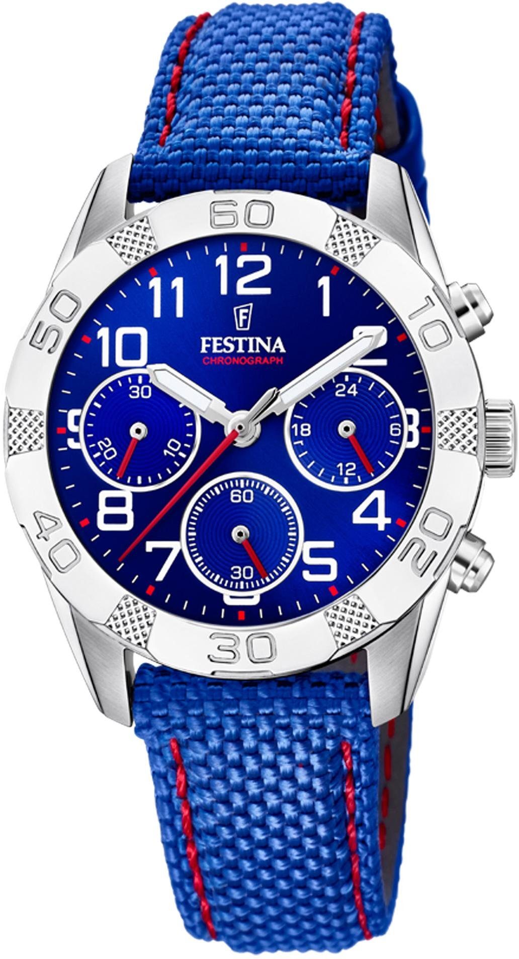 Festina Chronograph Junior Collection, F20346/2, Armbanduhr, Quarzuhr, Kinderuhr, Stoppfunktion, ideal als Geschenk