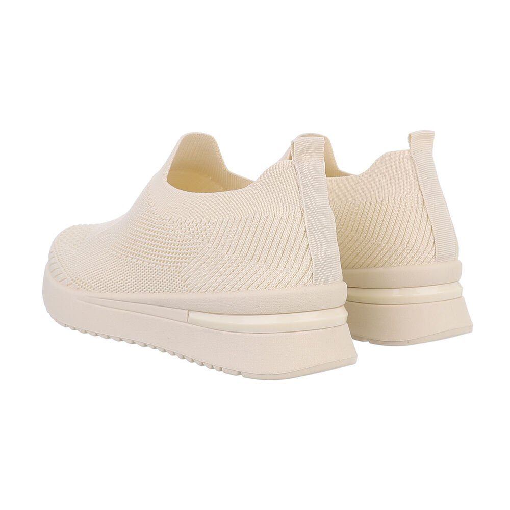 Ital-Design Damen Low-Top Freizeit Sneaker (85878513) Keilabsatz/Wedge Sneakers Low in Beige