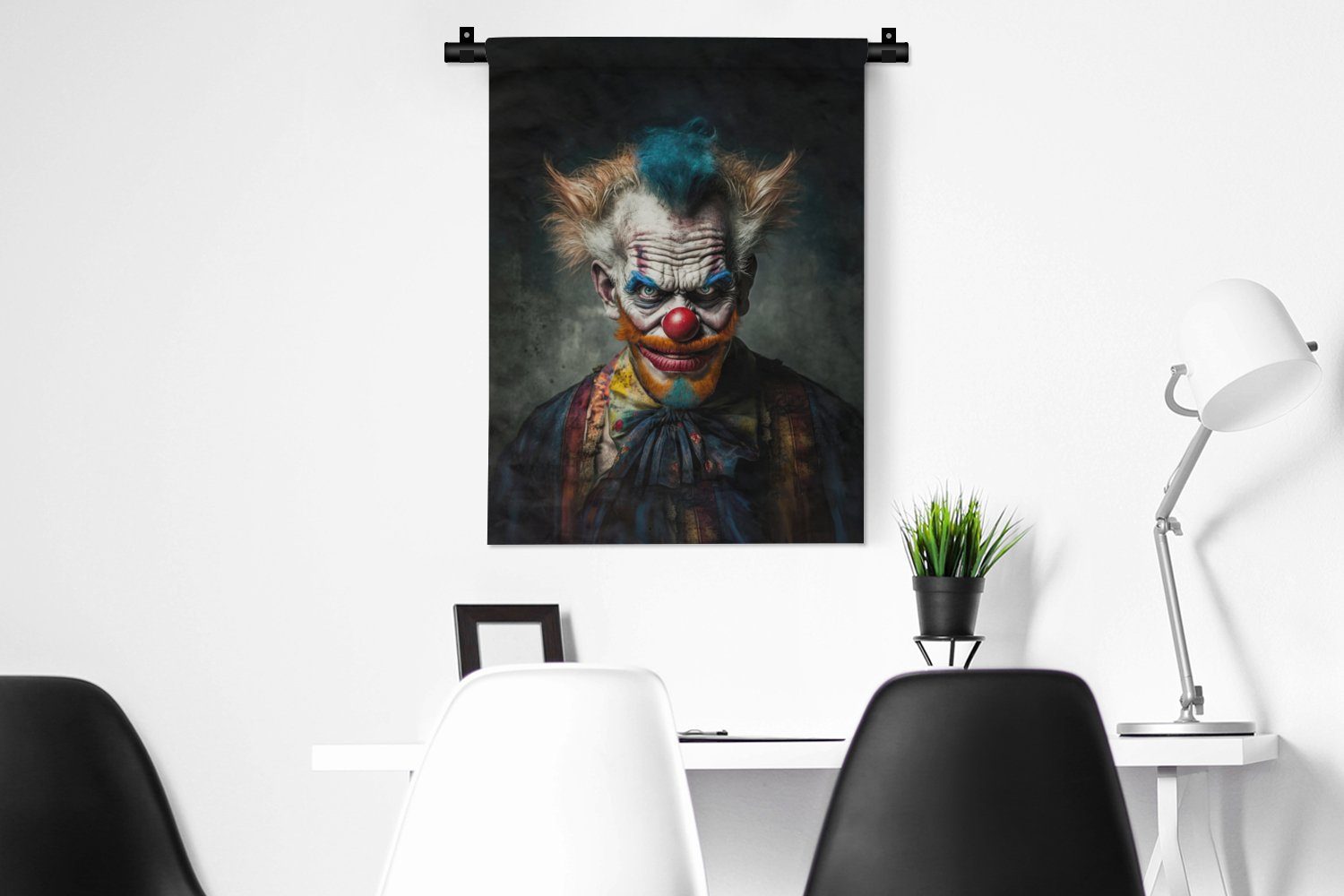 Make-up Clownsnase der an - - für MuchoWow Tapisserie, - Wand, Kleidung, Porträt Wanddekoobjekt Wohnzimmer, Clown Schlafzimmer Deko -