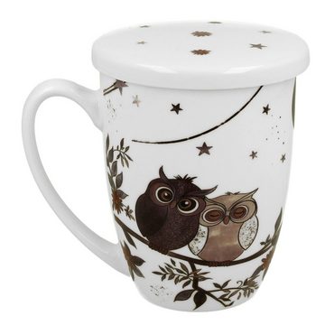 MamboCat Becher Charming Owls Teebecher mit Teesieb & Deckel 300ml