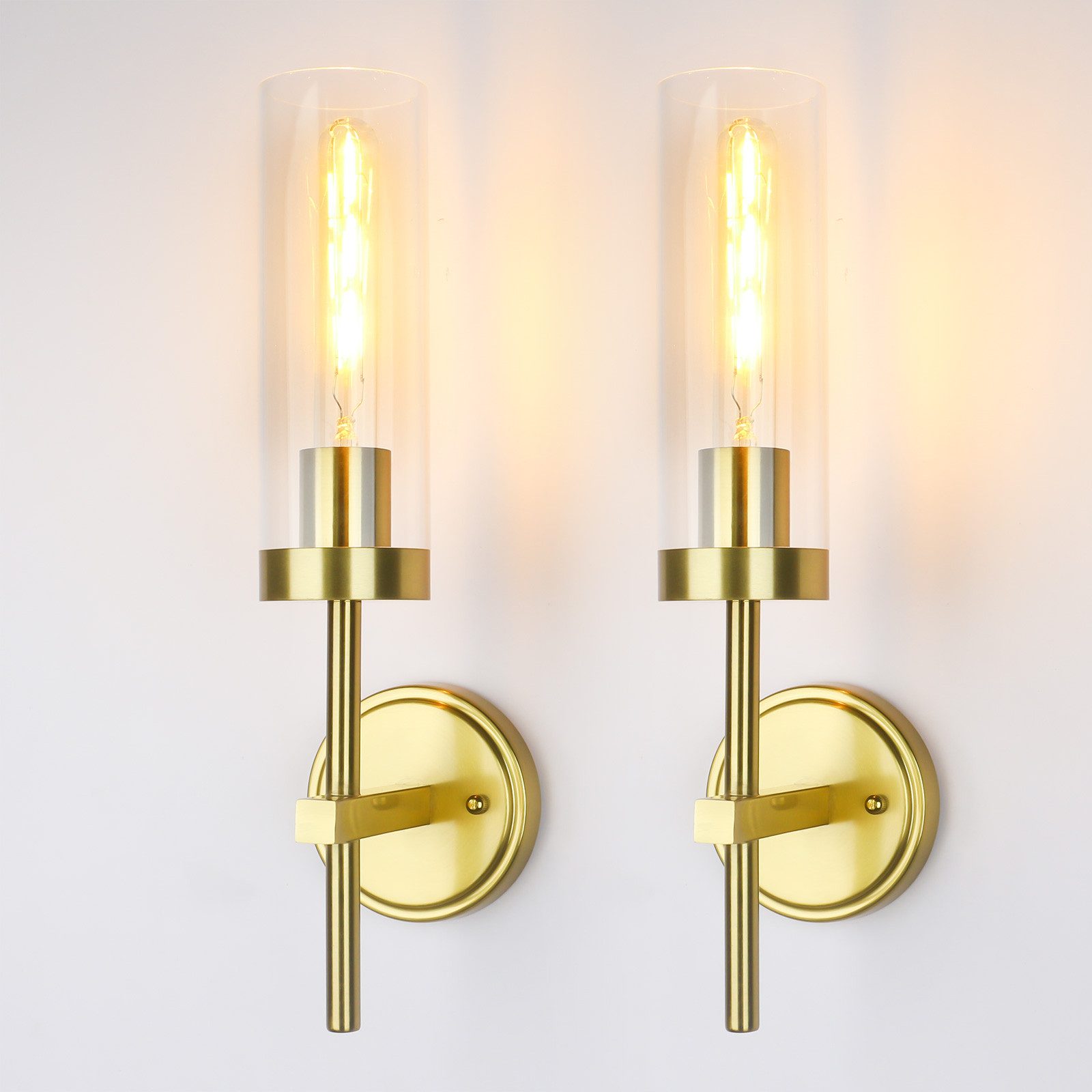 POPOLIC Wandleuchte Badezimmer-Wandleuchten-Set (2 Stück), modernes Wandleuchten-Set, fest verdrahtet, Badezimmer-Waschtischleuchte, klares Glas, geeignet für Wohnzimmer, Flur, Spiegel, Schlafzimmer, Treppen