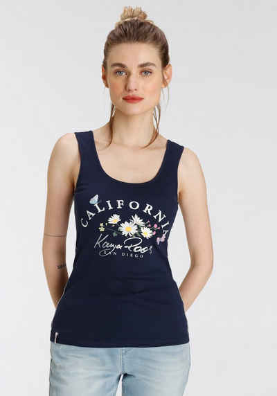 KangaROOS Tanktop mit geblümten Logodruck & Kontrastnähten - NEUE KOLLEKTION