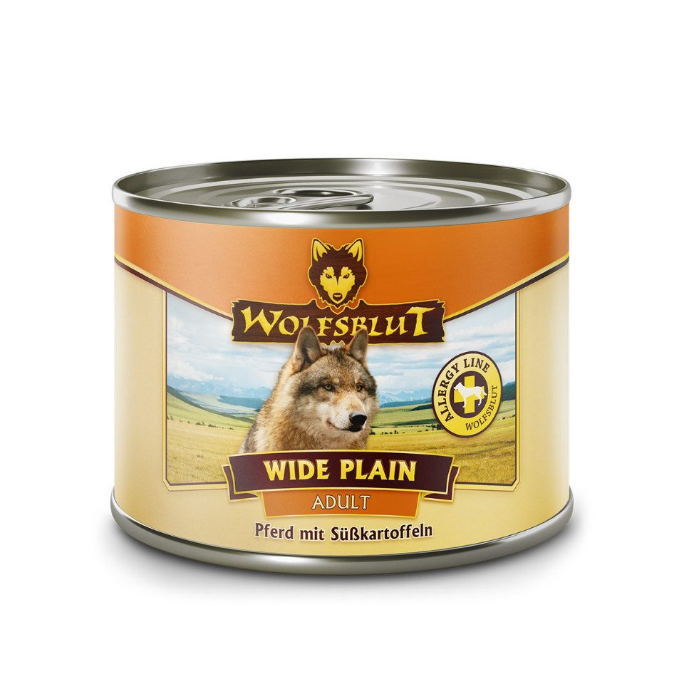 Wolfsblut Wide Plain Adult - hypoallergenes Nassfutter mit Pferd 6x200g, Nassfutter für: Hunde