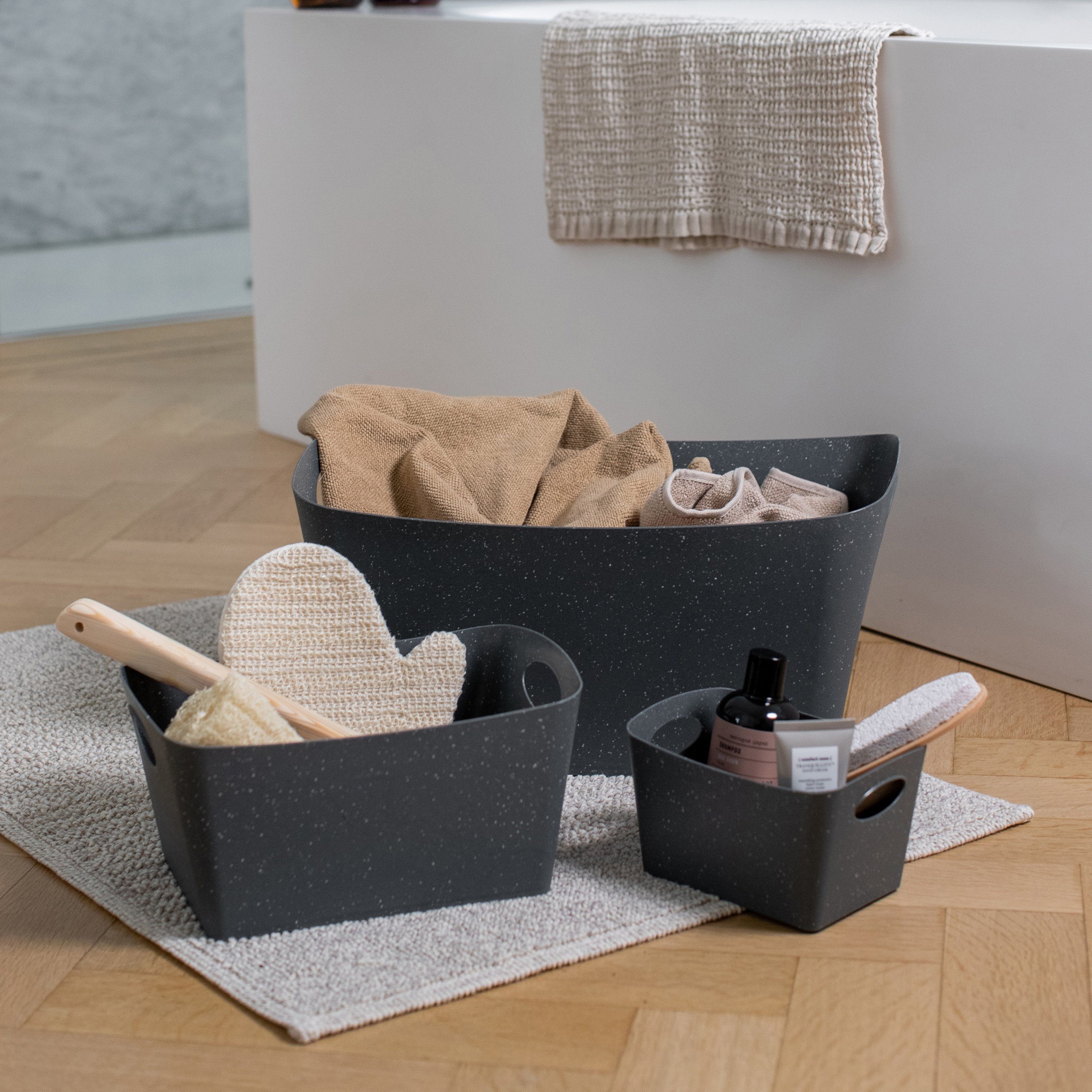 BOXXX grey recycled Material, (Set, recyceltes in KOZIOL Germany, ash 3,5 St), 2 M Organizer Made Aufbewahrungsbox, 100% Liter