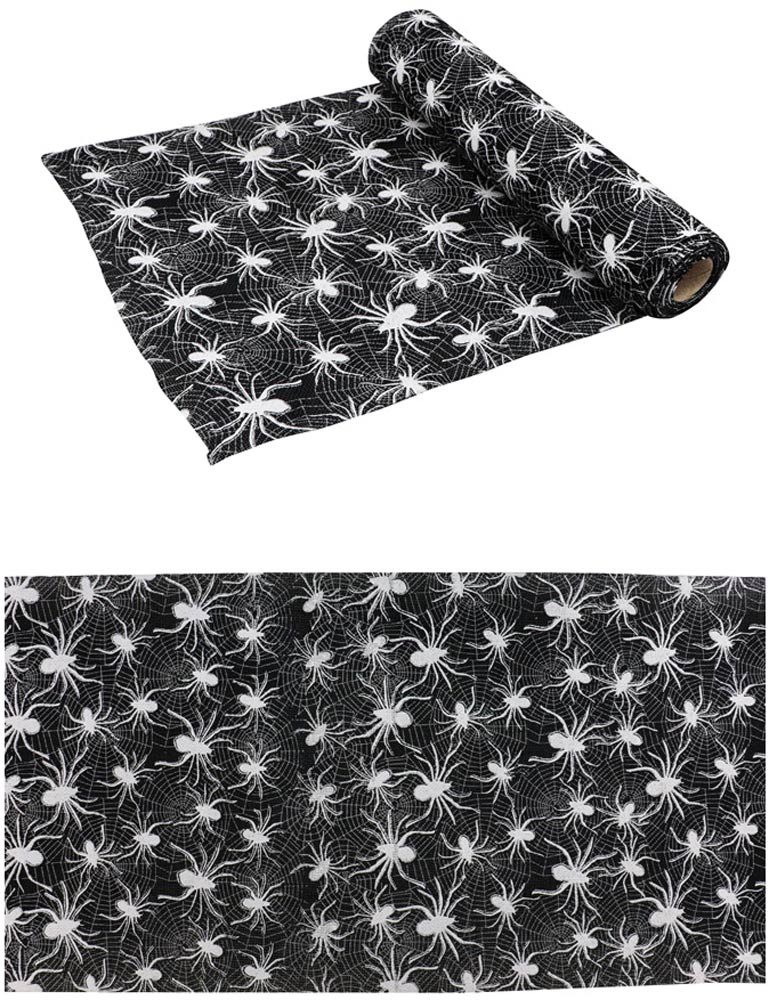 CHAKS Dekoobjekt Halloween Tischläufer 'Spinnen' - 28 x 300 cm, Sc günstig online kaufen