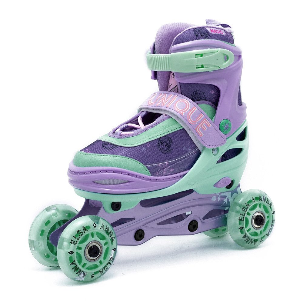 Seven Polska Inlineskates Kinder Inliner Frozen 3in1 Softboots Gr. 34-37 lila mint mit LED