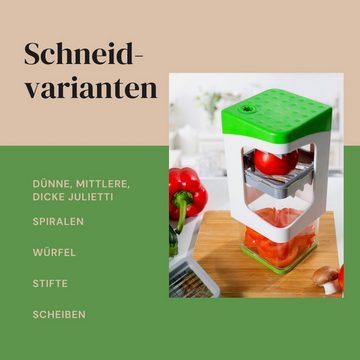 Genius Gemüseschneider Nicer Dicer Julietti 17 Teile, Zoodle Maker + Würfelschneider in einem Set für Spiralen und Würfel
