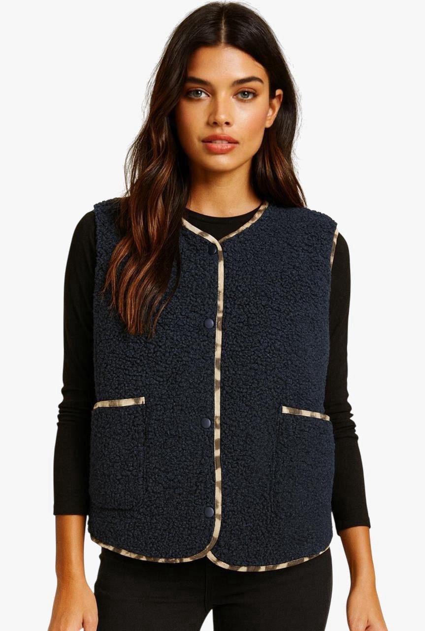 Worldclassca Fellimitatweste Worldclassca Teddy Weste Warm Kuschelig Leopar günstig online kaufen