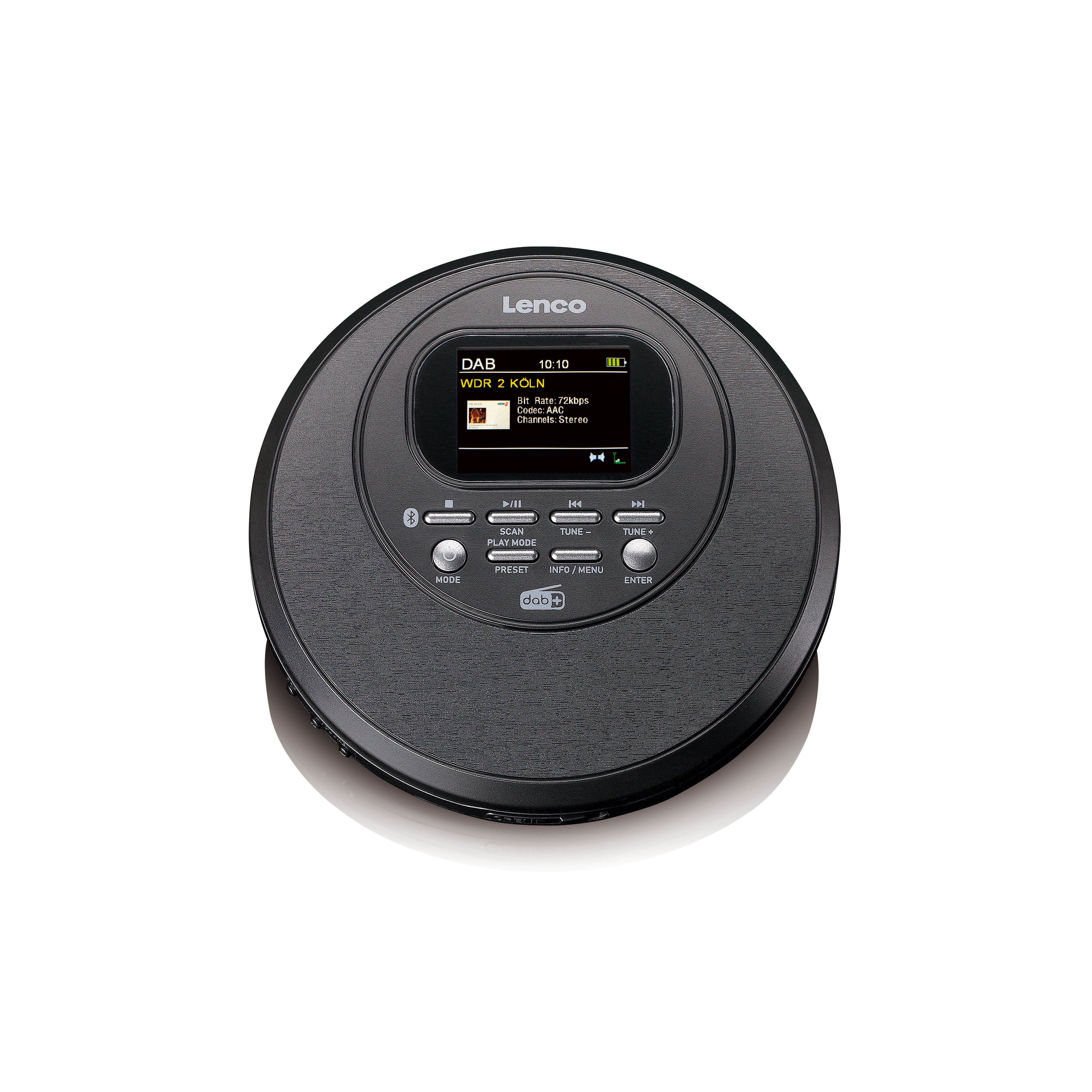 Lenco CD-500BK CD-Player (HD-Auflösung, Bluetooth 5.0, DAB+/FM, Bass Boost, Anti-Schock & 8Std. Akkulaufzeit)