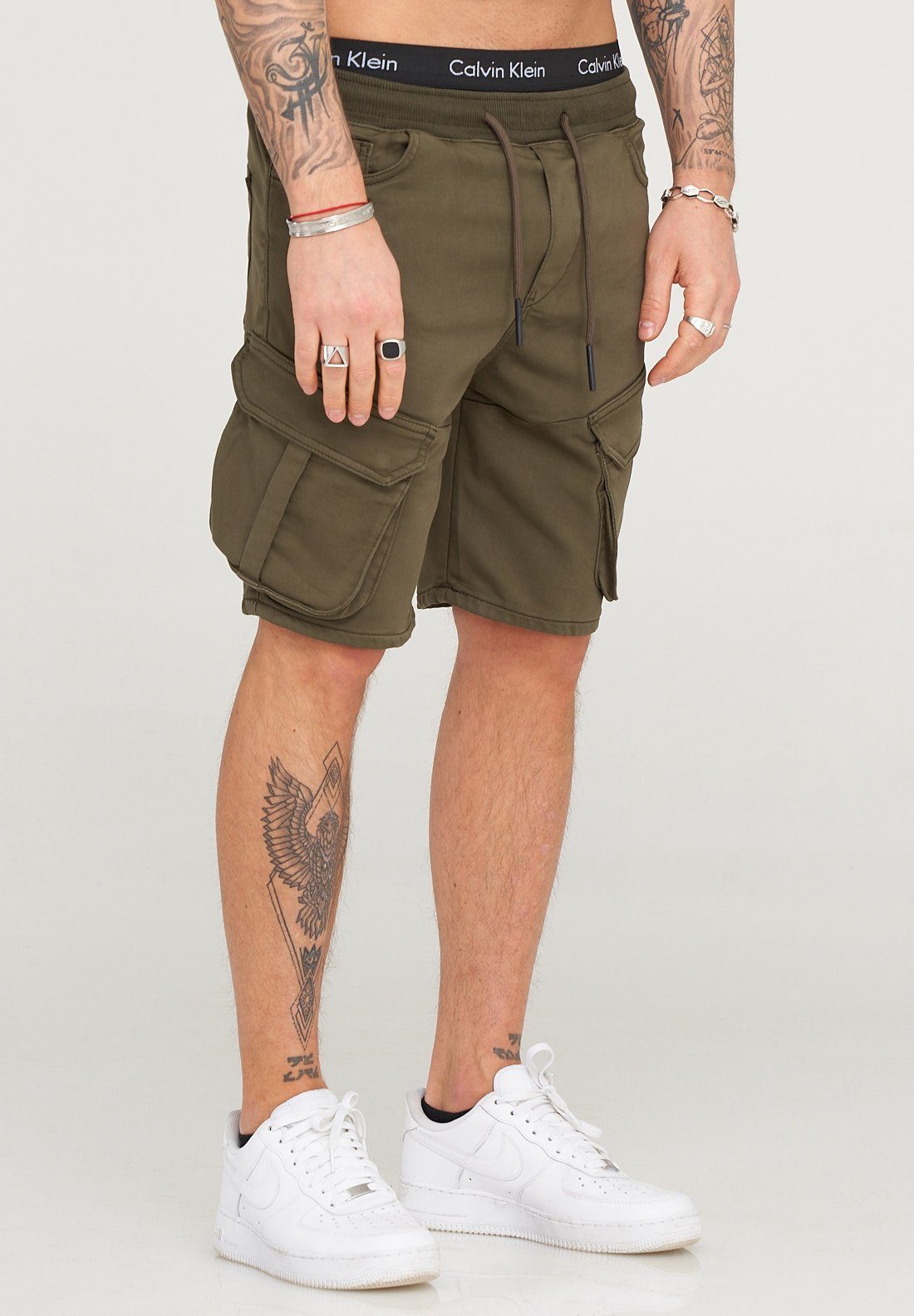 khaki STANLAY Shorts Cargotaschen modischen behype mit