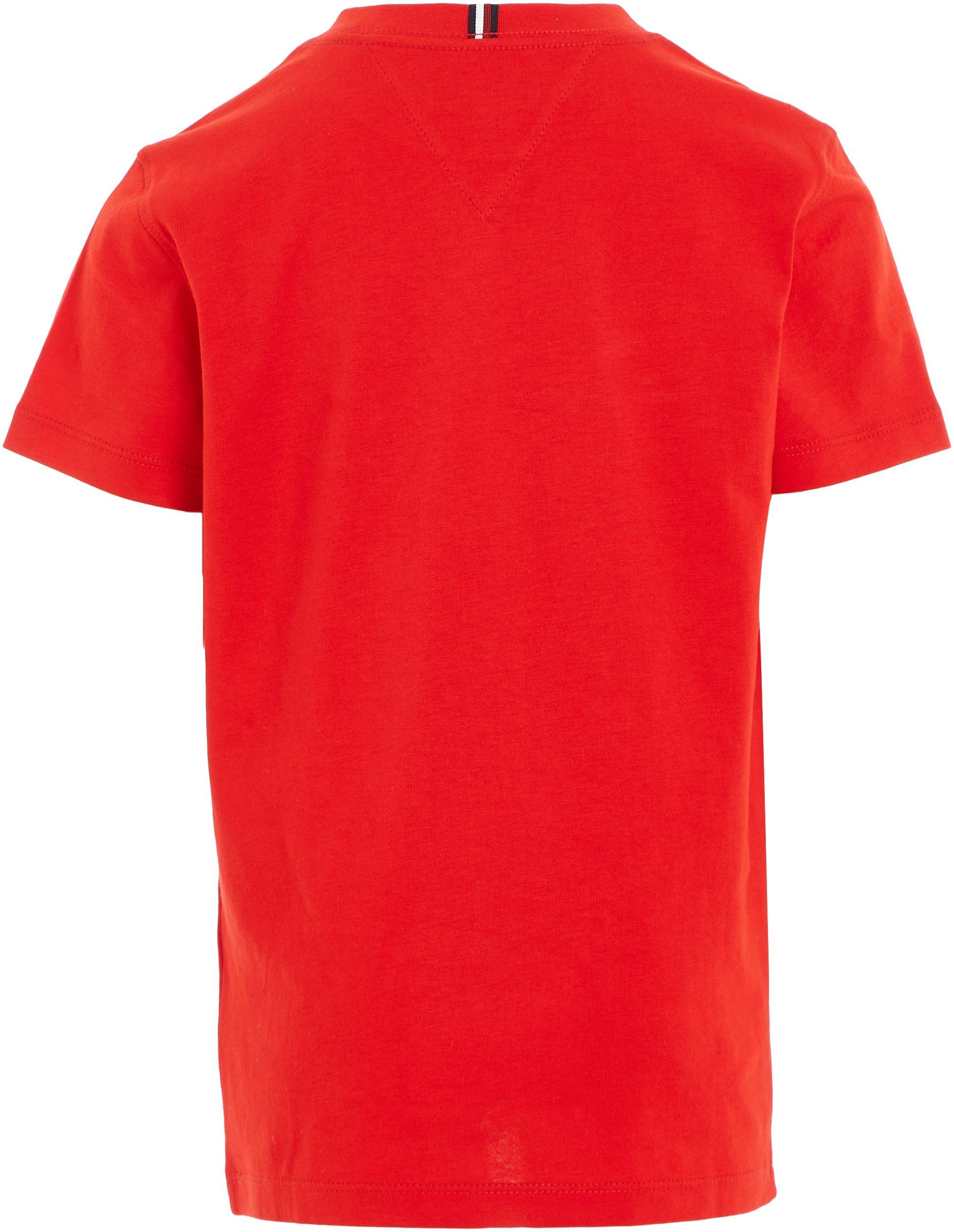 Tommy Hilfiger T-Shirt ESSENTIAL Druckknöpfen am Deep_Crimson mit Ausschnitt TEE COTTON