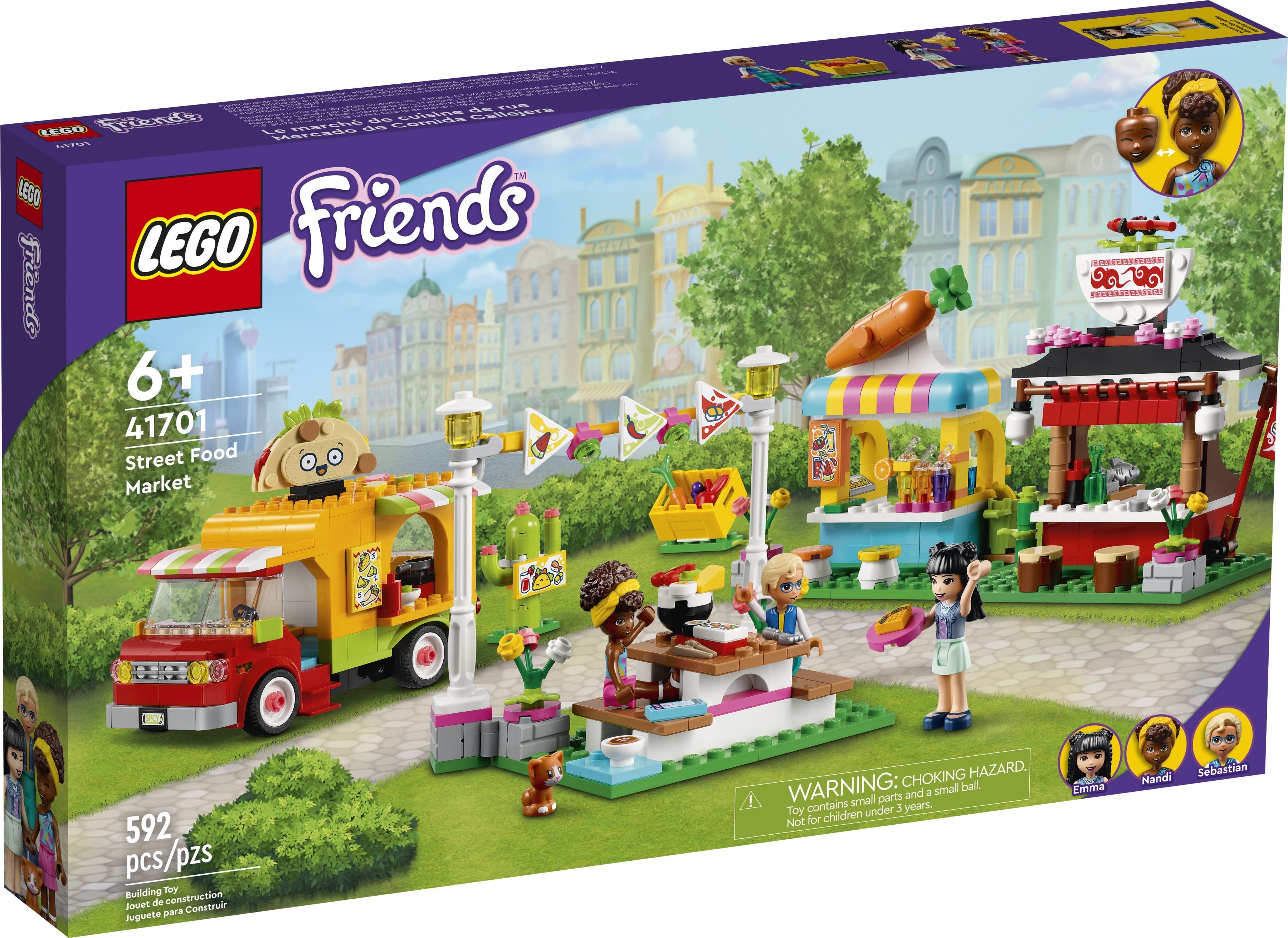 LEGO® Konstruktionsspielsteine LEGO® Friends - Streetfood-Markt, (Set, 592 St)