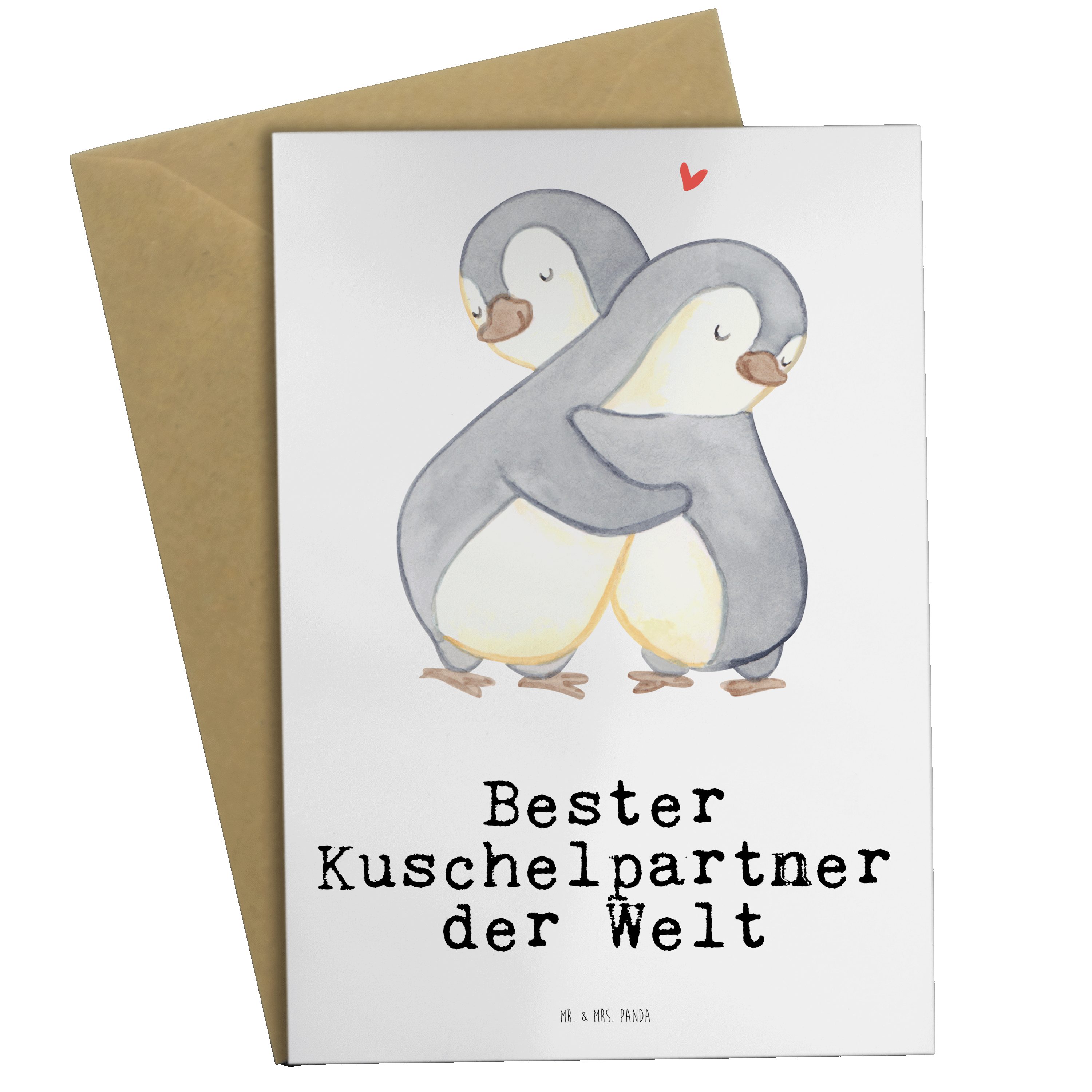 Mr. & Mrs. Panda Grußkarte Pinguin Bester Kuschelpartner der Welt - Weiß - Geschenk, Einladungsk