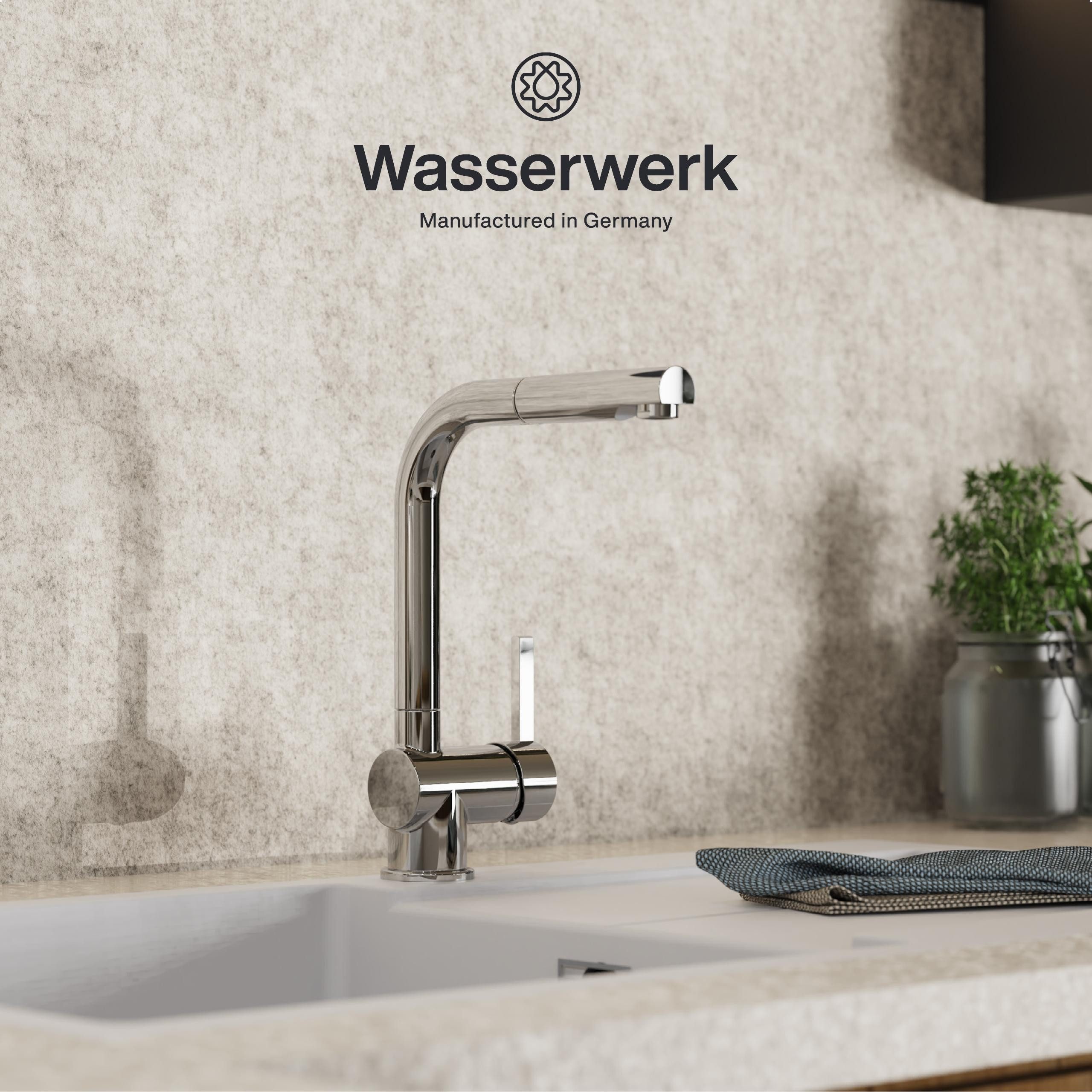 WASSERWERK Spültischarmatur WK 4, Wasserhahn, Küche, Einhebelmischer 360° schwenkbar, Cold-Start-Funkt., herausziehbar