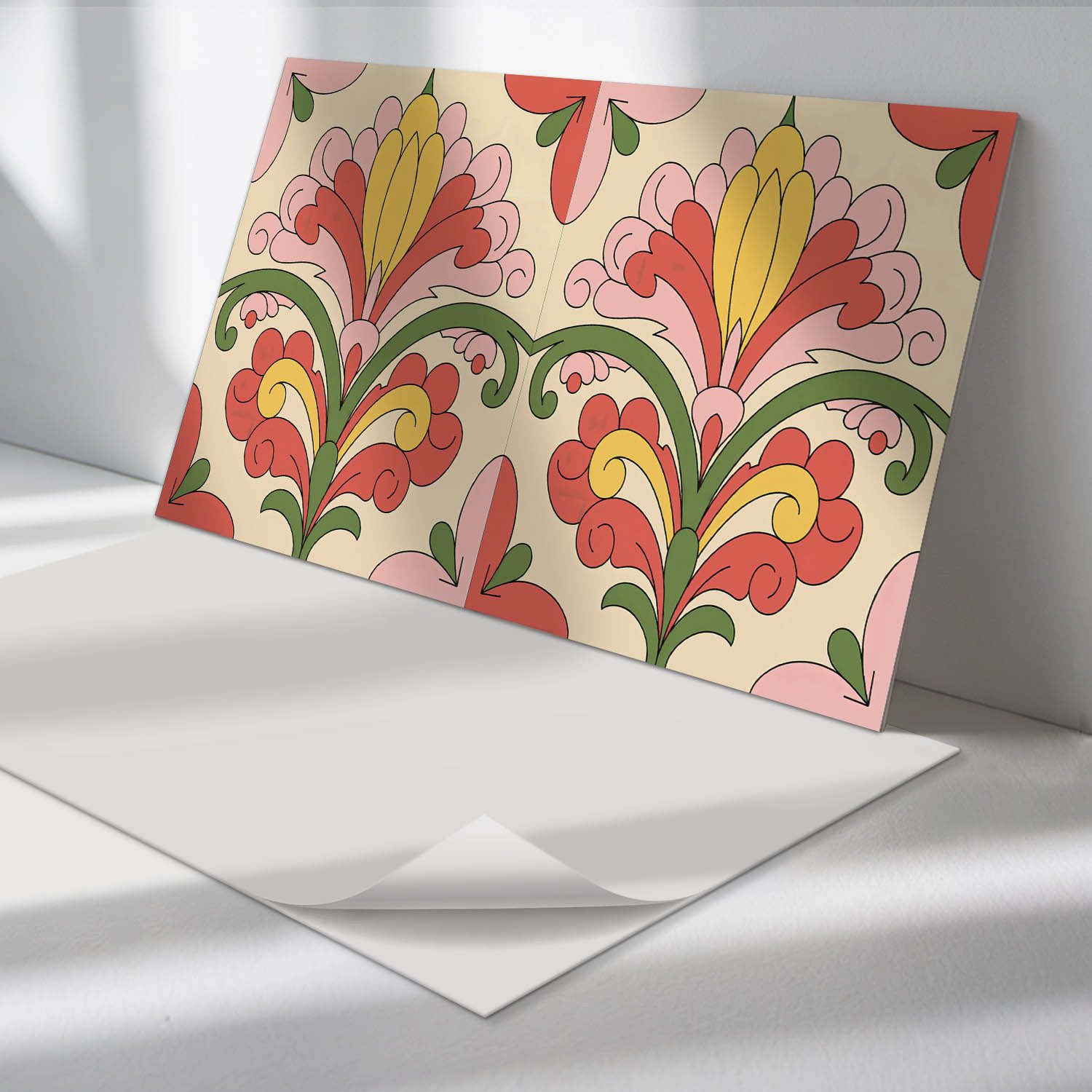 Tulup Spritzschutz Küchenrückwand Florales dekoratives Muster Selbstklebend Spritzschutz, (6-tlg)